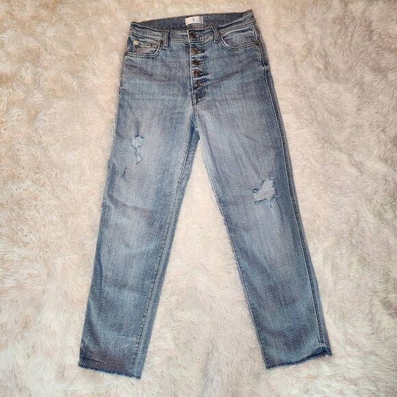 7 For All Mankind Denim - 7 For All Mankind High Waist Cropped Straight Jeans